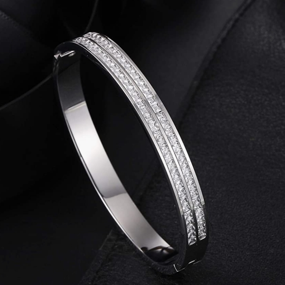Macy's Jewelry - Gorgeous cubic zirconia titanium steel bangle